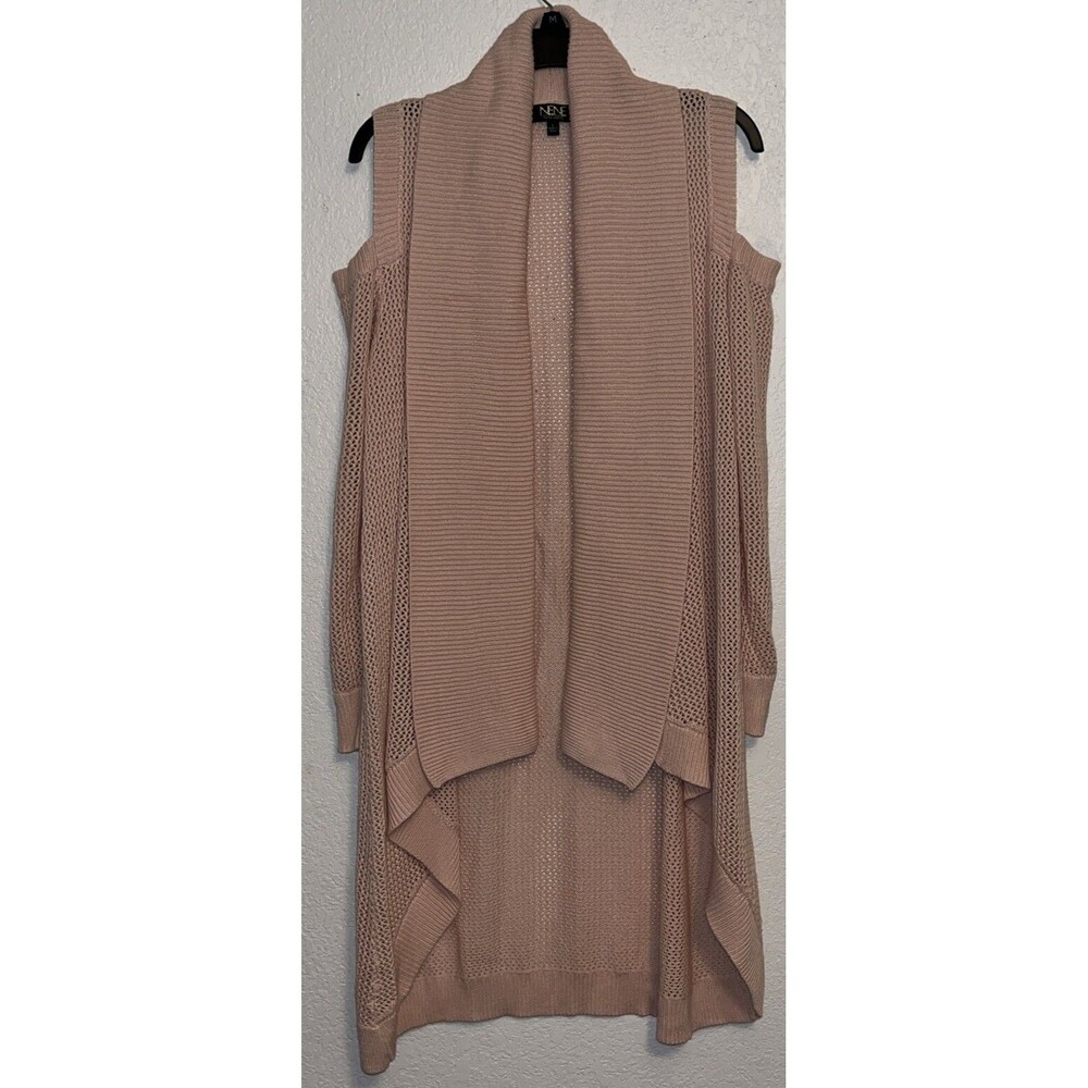 Nene Leakes Cold Shoulder Knitted Open Cardigan Women Sz XL Peach